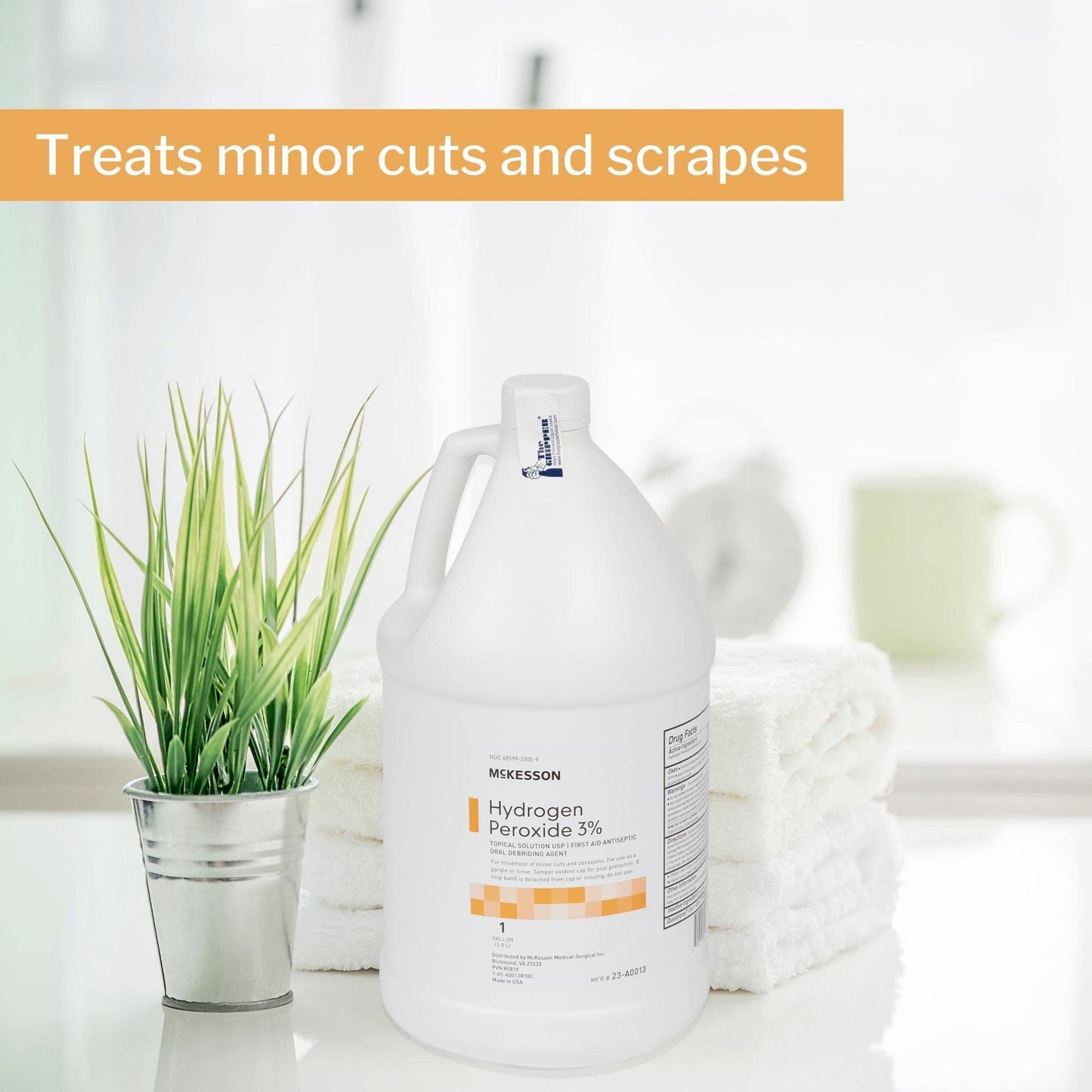 McKesson Hydrogen Peroxide 3%, 1 Gallon [Pack of 1] Topical Solution USP, First Aid Antiseptic, Oral Debriding Agent