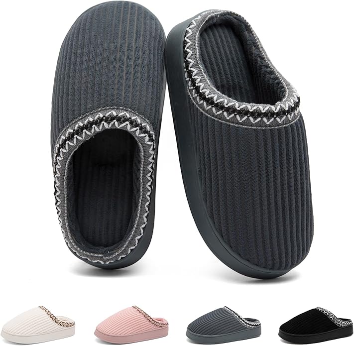 Harxxitd Slippers for Women&Men with Memory Foam Corduroy Closed Toe House Shoes Ladies Winter Warm Comfy Bedroom Women's ...