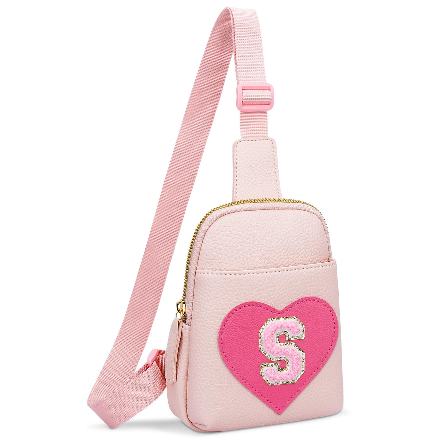 KKXIU Girls Initial Sling Crossbody Bag Toddler Fanny Pack Personalized Gift Kids Purse (S)