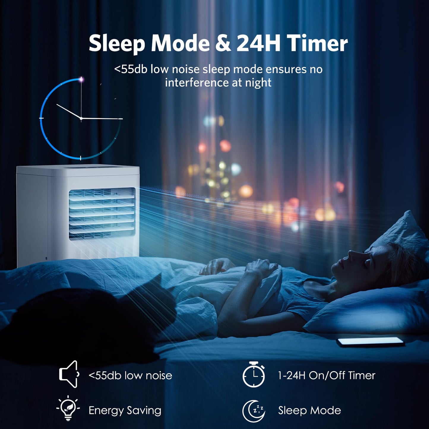 Electactic 10000 Btus Portable Air Conditioners With Cooling/Dehumidification/Fan/Sleep Mode,4-In-1 Portable Ac With 24H Timer &