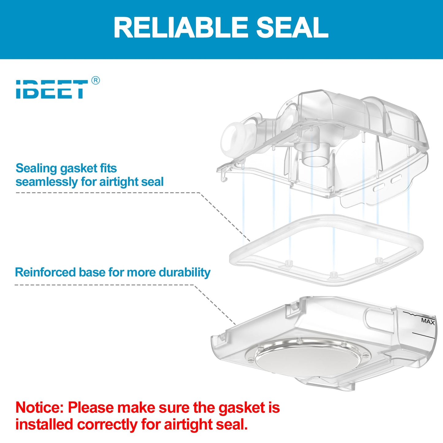 Water Chamber Repalcement for Airsense 11 w/Tubing Adapter & 5FT Silicone Tube Compatible with So Clean Device - One for Two Uses, IBEET Improved Water Tank Replacement CPAP Supplies for Aircurve 11