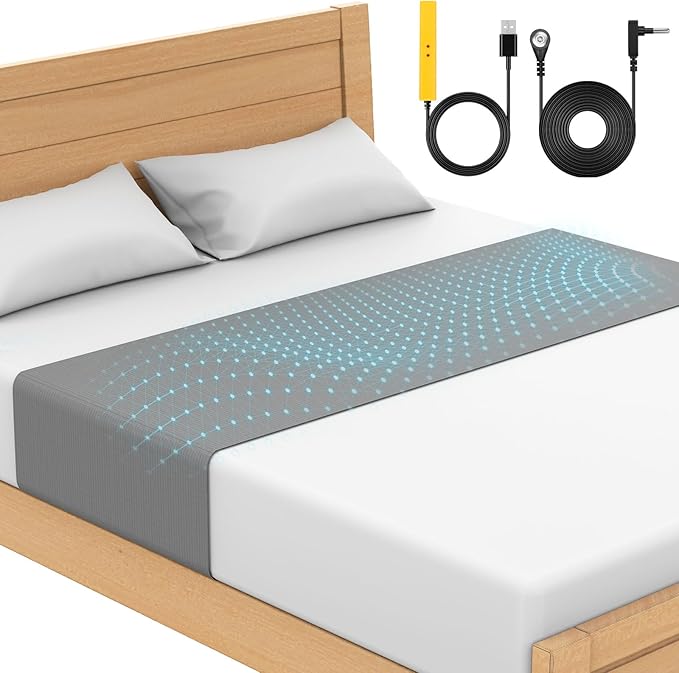 Grounding Sheets, for All Mattress Size, 90% Organic Cotton+10% Pure Silver Fiber, Earth Connected, Healthy Sleep, with Static grounding Cord and Test Pen (Gray, 105 * 23.2 inch)