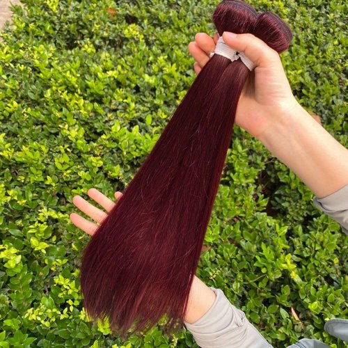 REMY Straight Human Hair Bundles Red Human Hair 99j Burgundy Color 26 Inch Unprocessed Brazilian Virgin Human Hair 1 Bundle Double Weft Extension