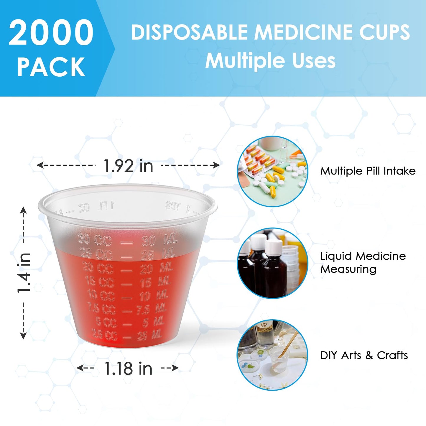 Lilymicky 2000 Count 1 oz Disposable Medicine Cups, 1 oz Plastic Med Cups For Mixed Pills, Medication Measuring, Resin Mixing