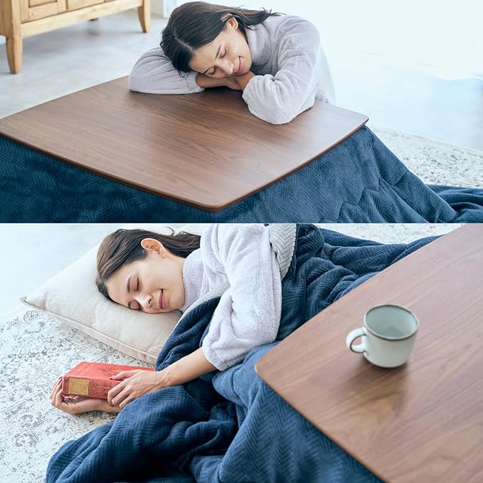 KEN JAPAN US-KLY Kotatsu Heater Table Low-Lying Dining and Work Desk (Square W29.5 xD29.5 xH15.4 Inchies, Brown)