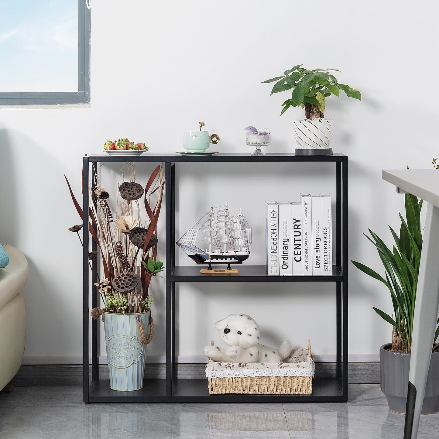 HDANI Console Table, Narrow Entryway Table, 3 Tier Metal Hallway Table, 9.8''Dx31.5''Wx29.7''H(Black)