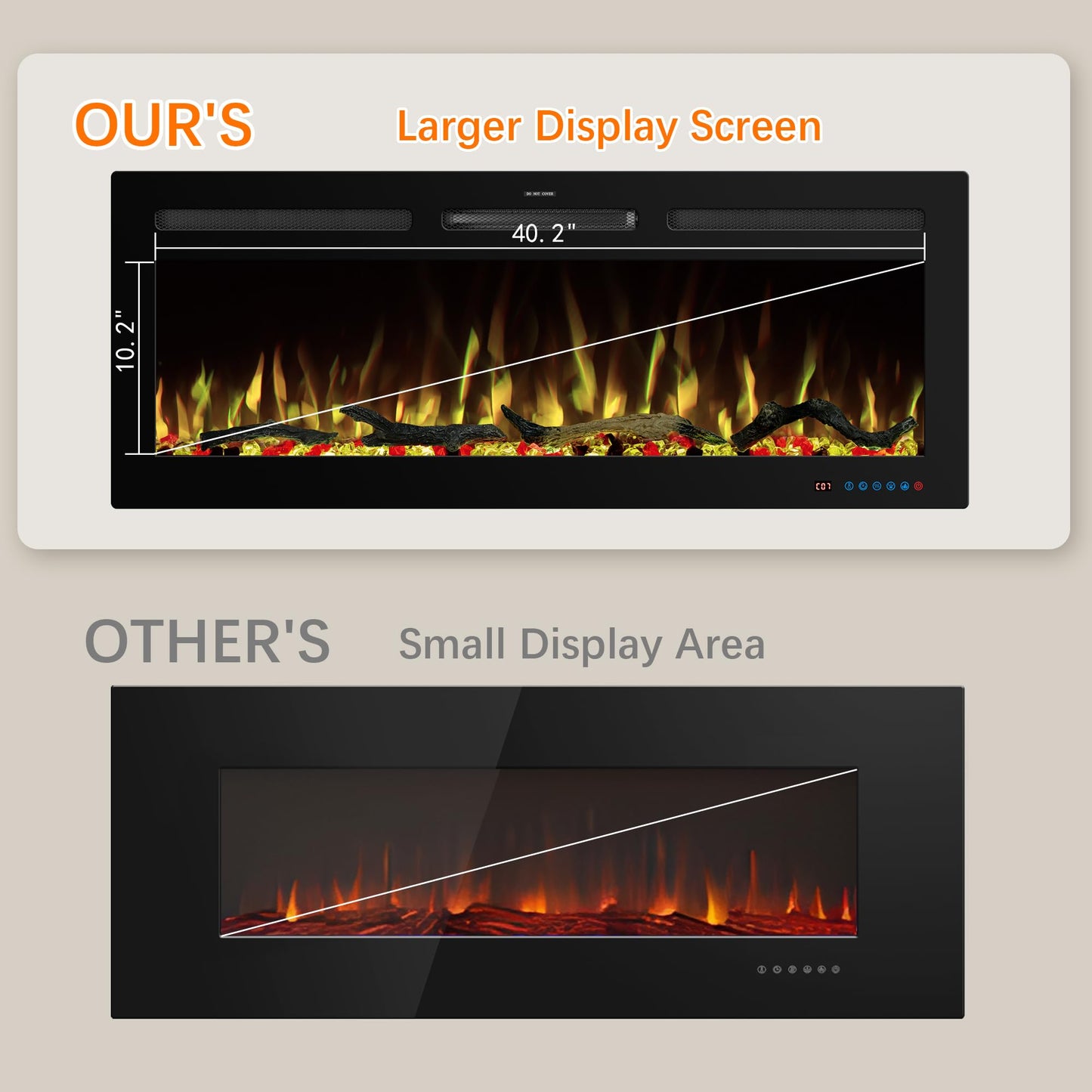 Kentsky 45" WiFi Electric Fireplace Inserts, Recessed and Wall Mounted Fireplace Heater W/Adjustable Flame Color & Brightness, Thermostat, 9H Timer, App and Remote Control, 750/1500W