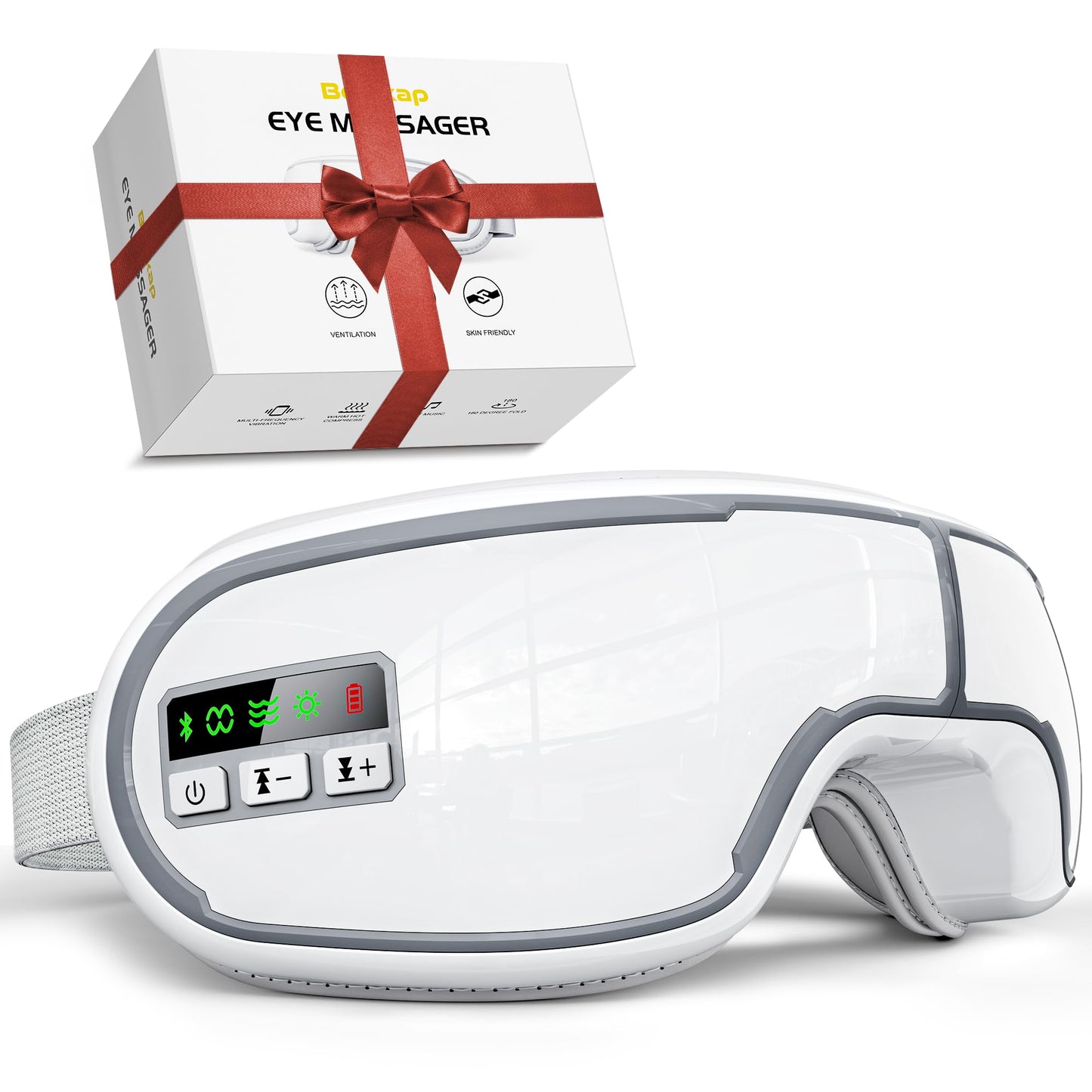 Beinkap Eye Massager with Heat, Music, Compression, Adjustable Sleep Mask Massage Holiday Birthday Gifts for Women Men, Eye Massager for Migraine Reduce Stye Eye, Eye Strain Relief, Improve Sleep