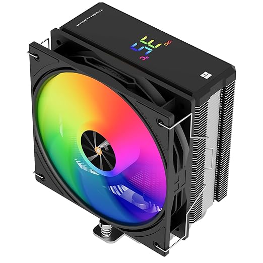 Thermalright Assassin X 120R Digital ARGB Black CPU Cooler, Digital Screen Top Cover, TL-P12-S PWM Quiet Fan CPU Air Coole...