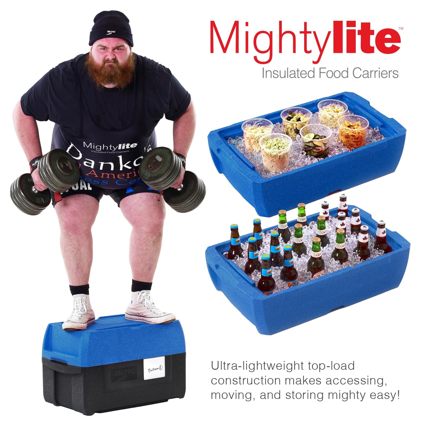Metro Mightylite ML180XL Top Load Insulated Food Carrier - Professional-Grade Multipurpose Pan Carrier, Insulated Cooler and Food Warmer with Extra Capacity Lid - 45 qt or 5 Pan Capacity