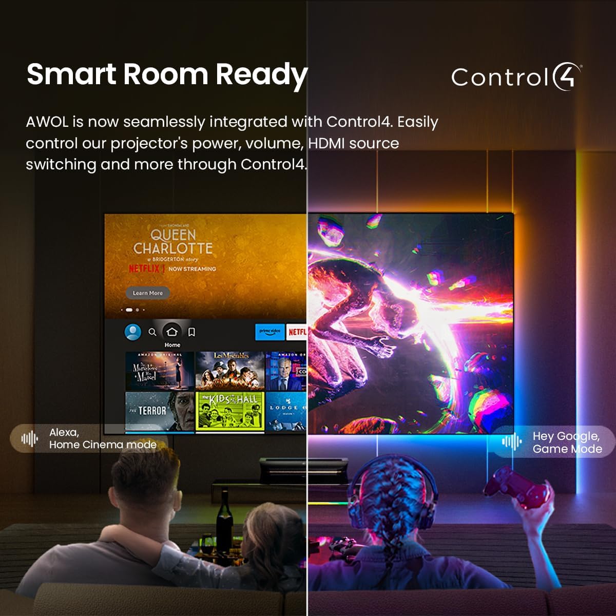 AWOL VISION LTV-3000 Pro 4K 3D Ultra Short Throw Triple Laser Projector, Dolby Vision & Atmos, HDR10+, 150" UST Laser TV Home Theater Projector