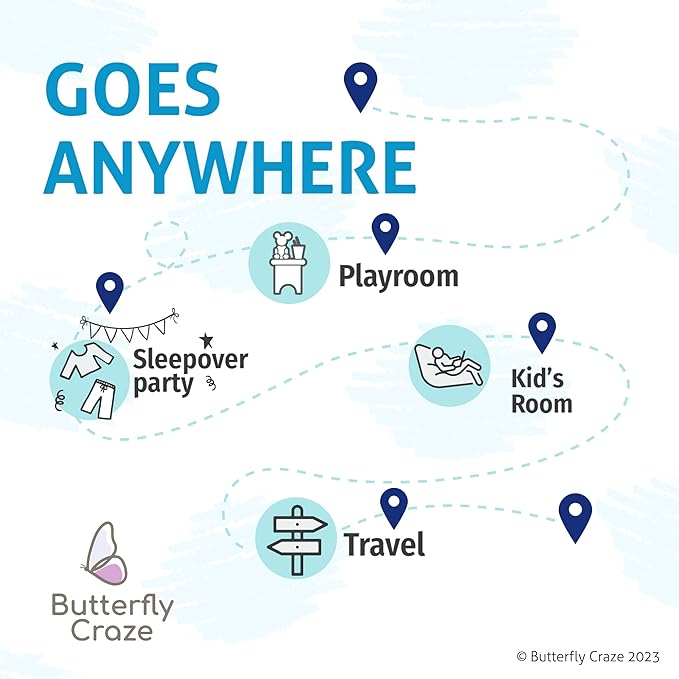 Butterfly Craze Floor Pillow Case - Reading Nook Lounger & Floor Bed - Portable Sleeping Pad for Travel & Camping - 5-Pocket Customizable Design for Ground Cushions - King Size, Cars Blue