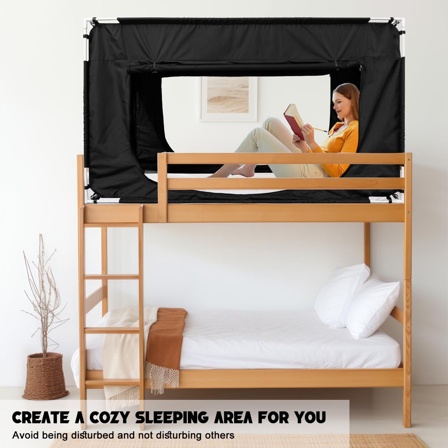 Bed Tent Bed Canopy Queen Size Tents for Adult and Kids - Portable Sleeping Bed Tents 80% Blackout with 4 Doors Breathable Private Space Tents(Mattress Not Included)
