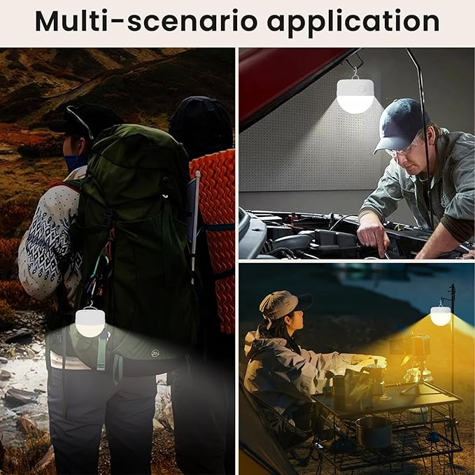 2Packs E26 Rechargeable Magnetic Light Bulbs with Remote and Hook, 10W 900LM Battery operated Emergency LED Bulb 3500mAh, Portable Large Camping Tent Lamp for Home, Hurricane, Power Outage & Outdoor