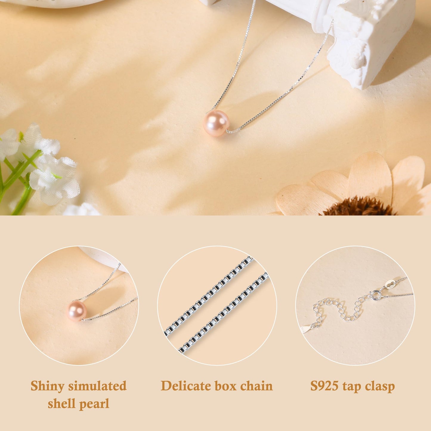 Sereney 21st Birthday Gifts for Her Sterling Silver Single Pearl Necklaces for Women 21 Year Old Birthday Gifts for Daughter, Dainty Pearl Choker Necklace as Girls Birthday Gift Ideas