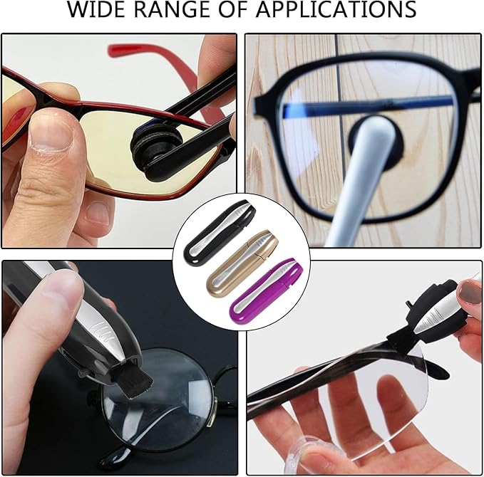 3Pcs Glasses Cleaner, Eyeglass Cleaner Portable Eyeglass Cleaning Kit, Lens Cleaner with Microfiber Tech Portable Mini Sunglasses Brush Cleaning Tool, Easily to Carry for Travel Commutes Office School