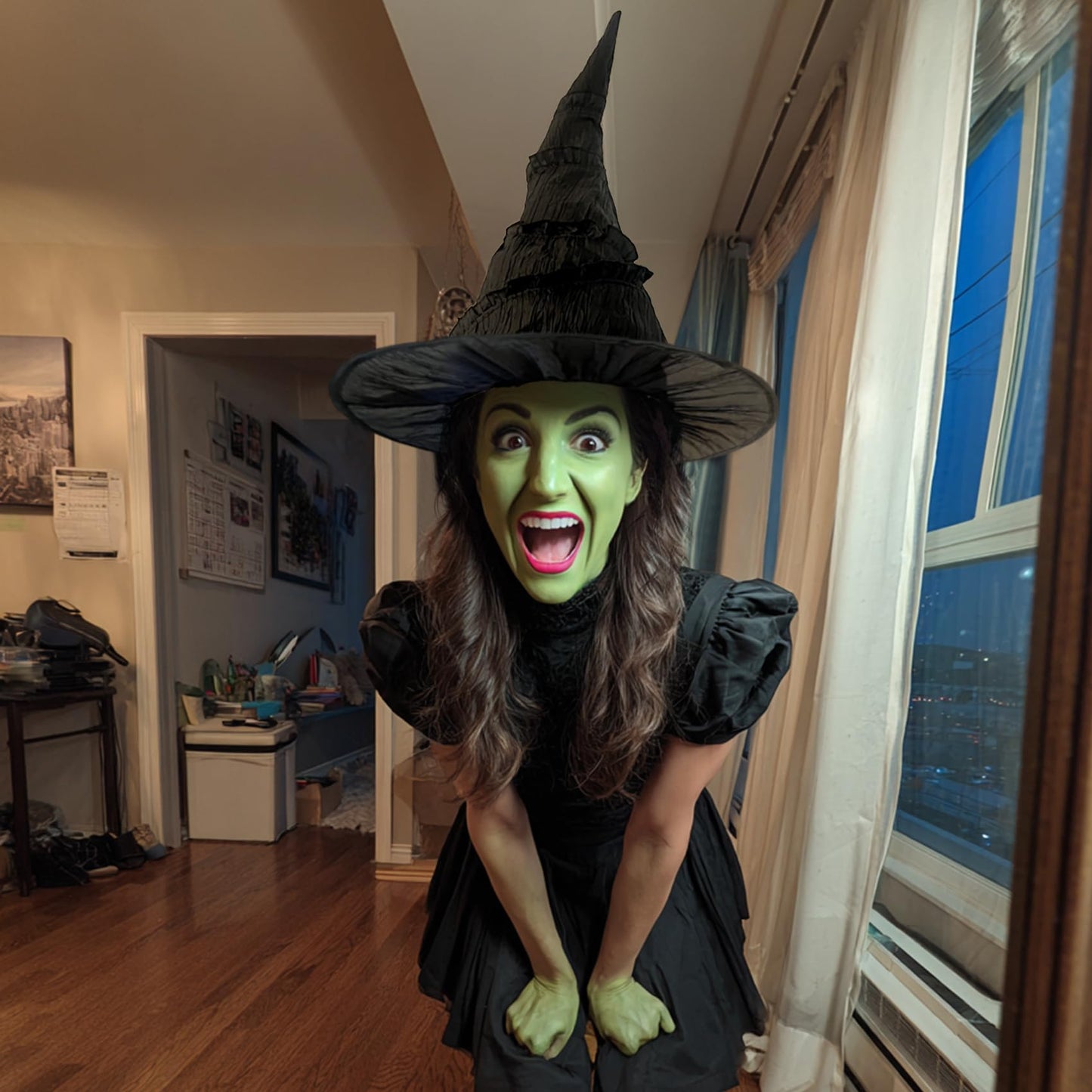 JYOUMI Halloween Black Witch Hat Black Witches Hat for Women Halloween Costumes Accessories Masquerade Cosplay Costumes