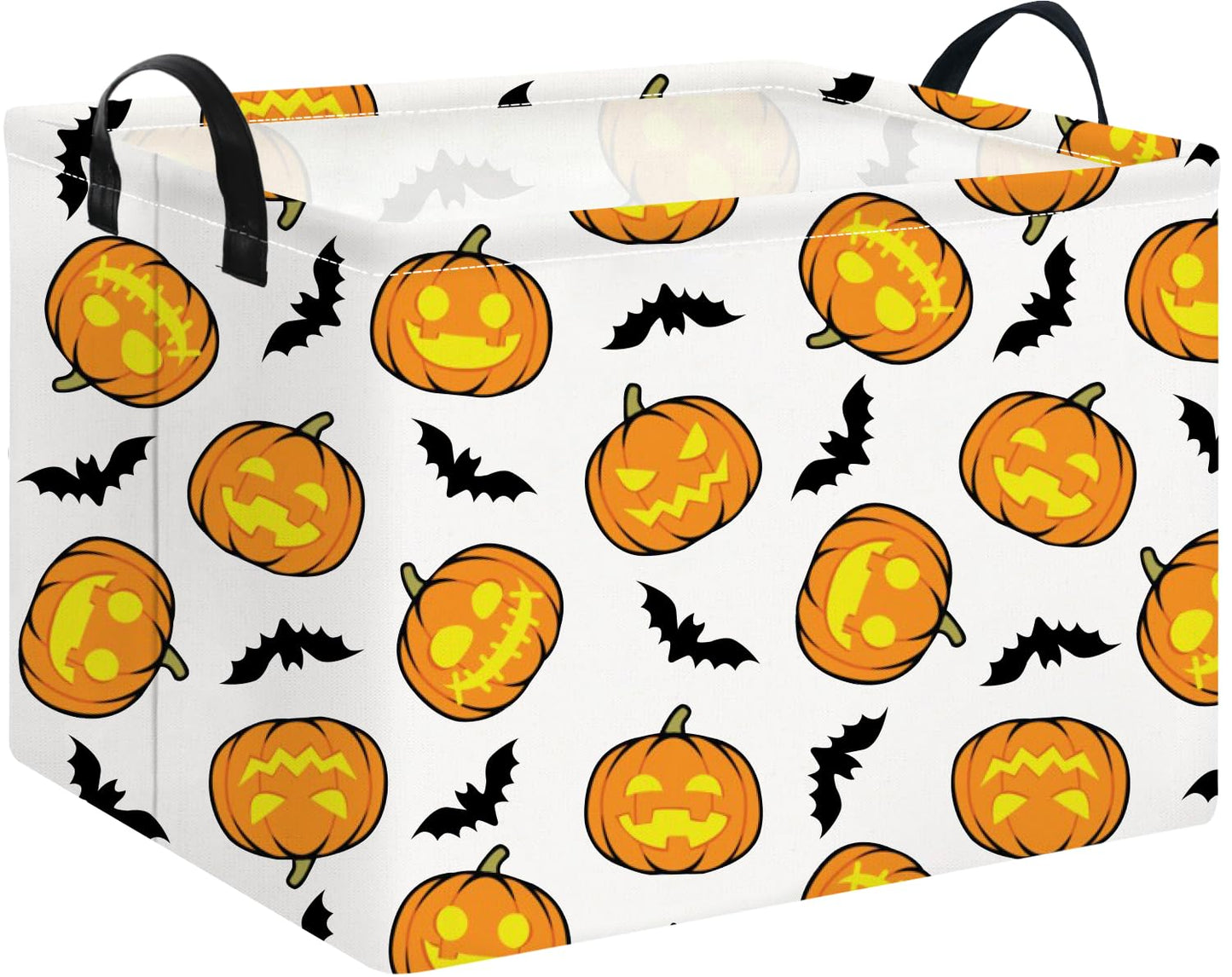 NTAOHAMPER Rectangular Storage Basket Empty, Storage Bin with Handles, Room Decor, Gift Basket, Book Box(Pumpkin Halloween)