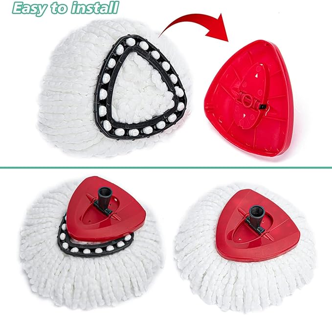 16 PCS Spin Mop Replacement Head,100% Microfiber Mop Heads Replacements Compatible with Triangle Spin Mop,360 Degree Round Spin Mop Replacement Head for Easy House Cleaning Floor Mopping