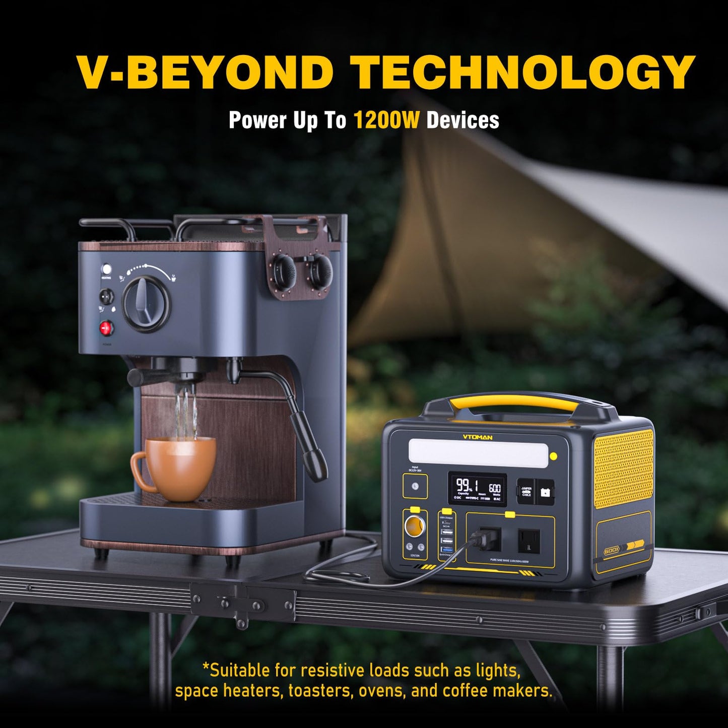 VTOMAN Jump 600X Portable Power Station 600W, 299Wh Solar Generator LiFePO4 Battery Power Station with Jump Start for Car, 1200W AC Outlet, PD 60W USB-C, 3x Regulated 12V/10A DC for Camping, RV Travel