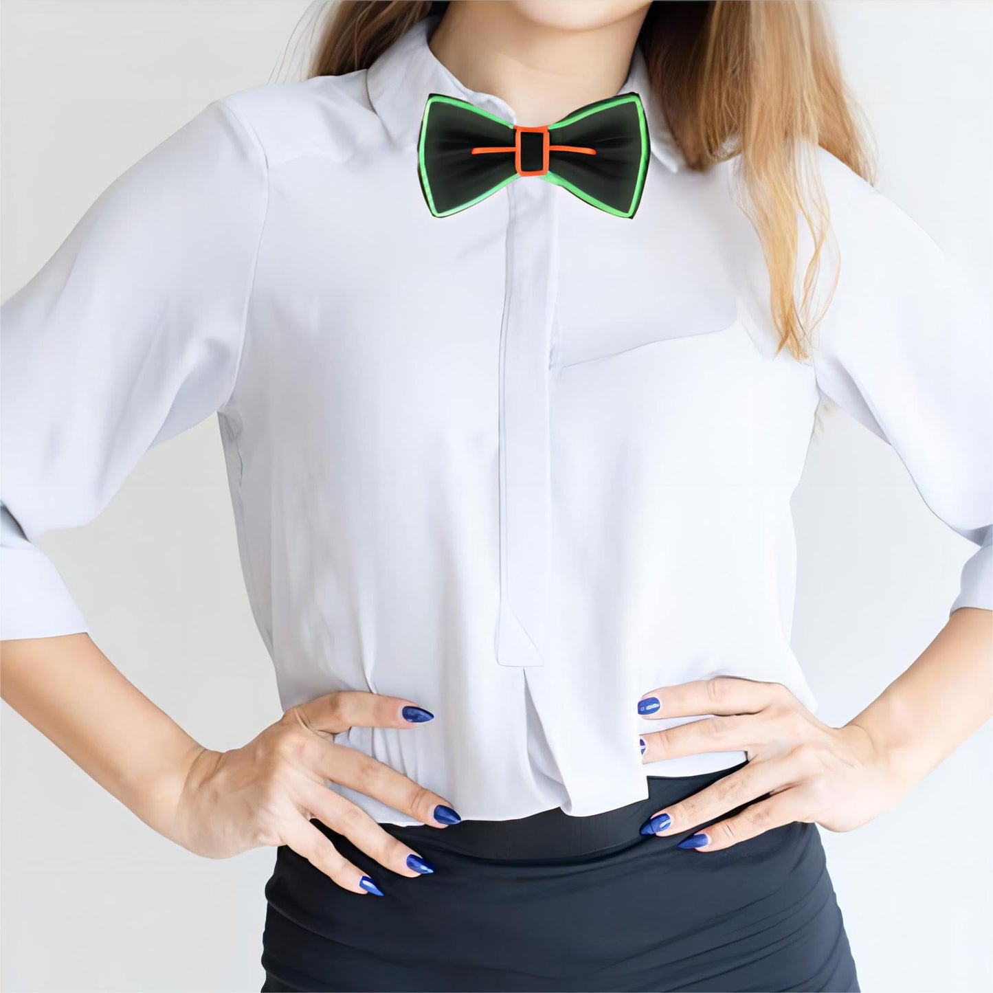 Oybete Light up BowTie For Masquerade parties Led Bow Tie For Men Women Rave Outfits Glow in The Dark Neon Accessories,Costume,Gifts (Green Red BowTie)