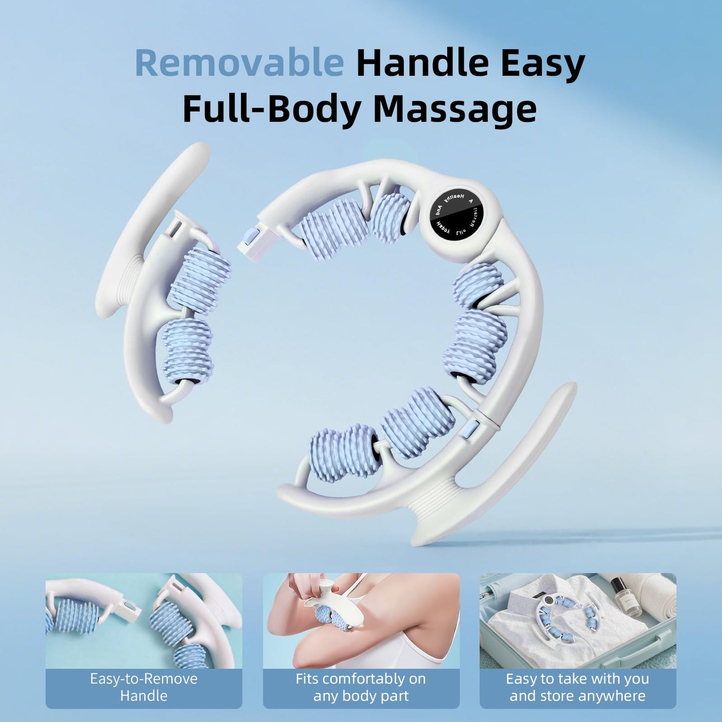 LOTPICK Cellulite Massage Roller for Legs, Anti Cellulite Massage Tool with Detachable, Fats Remover for Legs, Thighs, Butt, Fascia Massage Tool for Lymphatic Drainage & Deep Tissue Pain Relief (Blue)