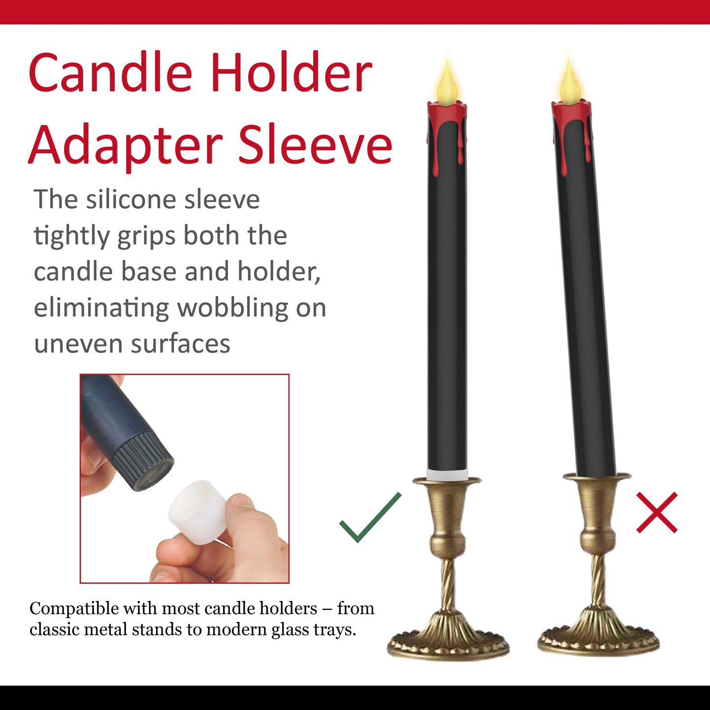 VICANBLE Halloween LED Flameless Taper Candles Black Red Drip with Remote Timer, 6 Pcs Candlesticks with 3D Flickering Flame for Home Fall Indoor Decorations(0.85 x 10.6 Inches)