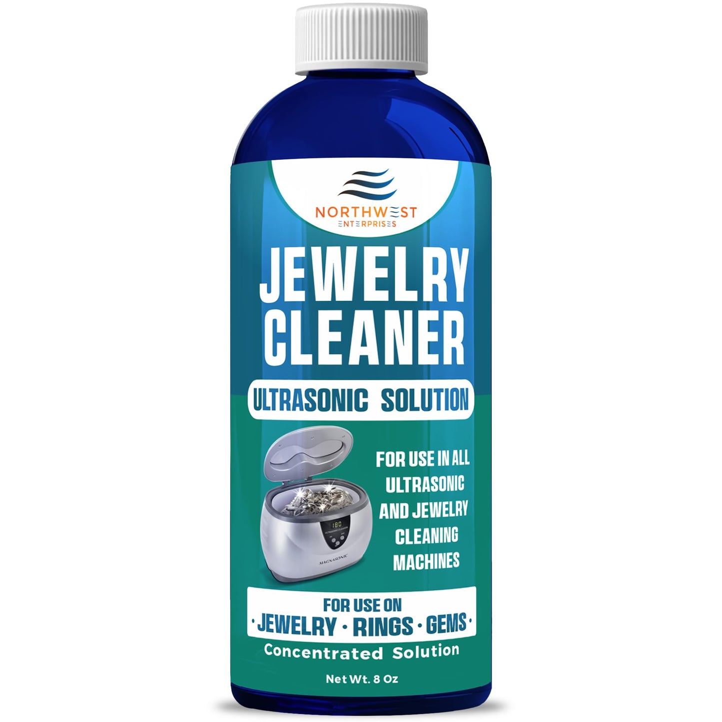 NORTHWEST ENTERPRISES Jewelry Cleaner, Ultrasonic Jewelry Cleaner Solution - Cleans Gold, Silver, Platinum, Diamonds, Non-Porous