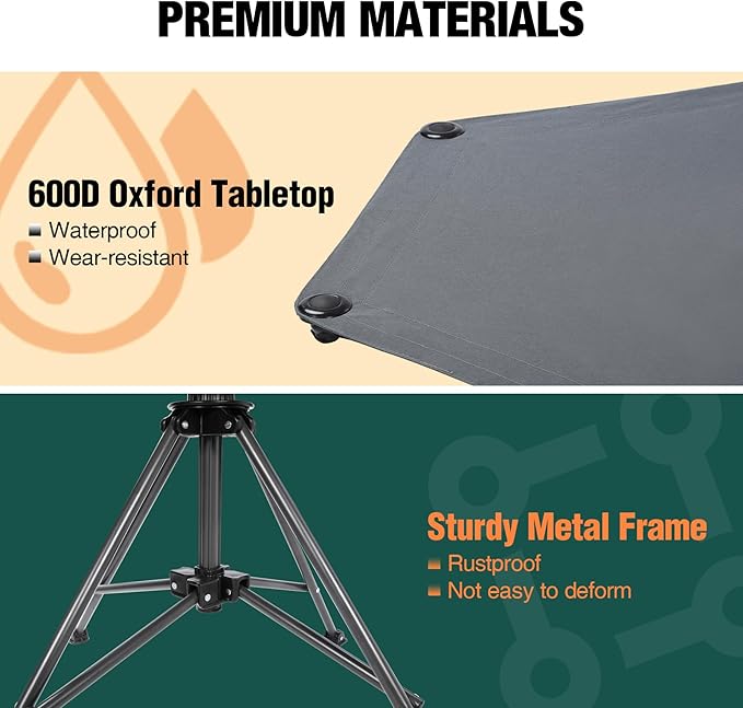 Stonehomy Tall Folding Directors Chairs 2Pack & Adjustable Height Folding Table Set,Portable Outdoor Bar Table & Foldable Director Chairs with Makeup Pocket for Backyard,Beach,Travel with Storage Bag