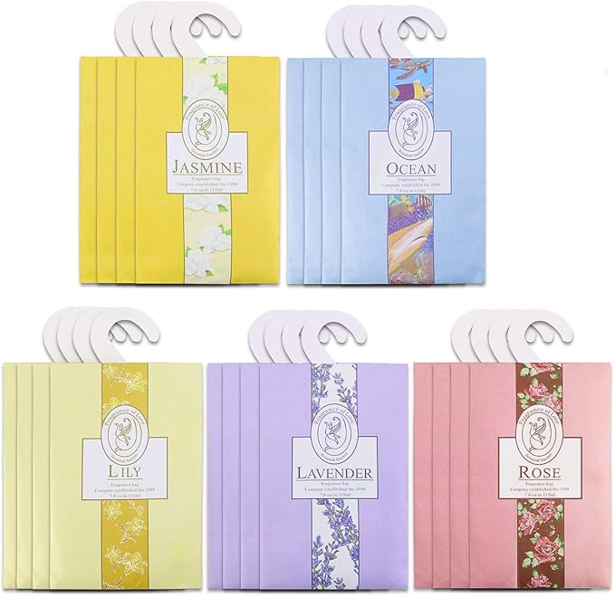 20 Packs Air Freshner Deodorizer Scented Sachets Bags for Drawer and Closet with Hanger