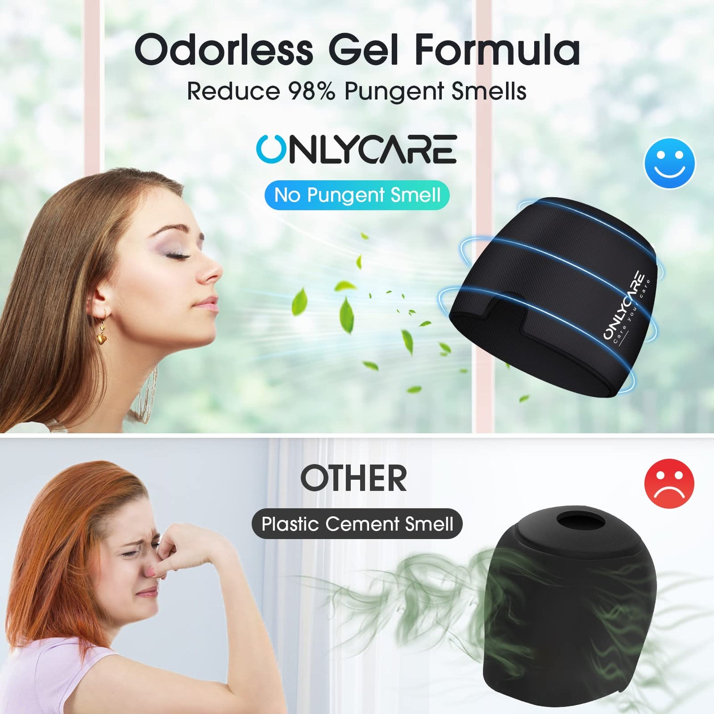 ONLYCARE Migraine Relief Cap,Soothing Migraine Mask,Upgraded Odorless Gel Ice Head Wrap, Hot and Cold Therapy, FSA or HSA Eligible Headache Ice Pack for Tension and Stress (Black 2 Pack)