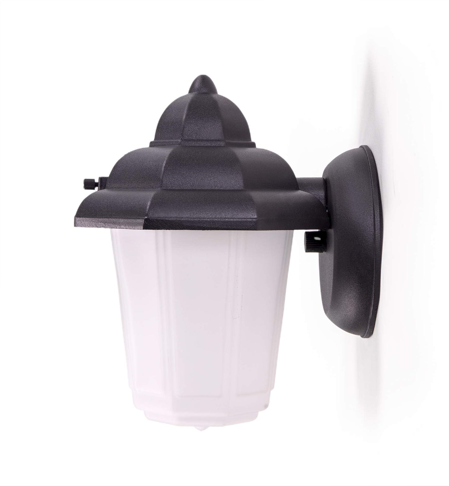 CORAMDEO Outdoor LED Jelly Jar Style Porch Light Sconce for Patio and Deck, Wet Location, Built in LED Gives 75W of Light from 9.5W of Power, 800 LM, 3K, Cast Aluminum Black Finish & Decorative Glass