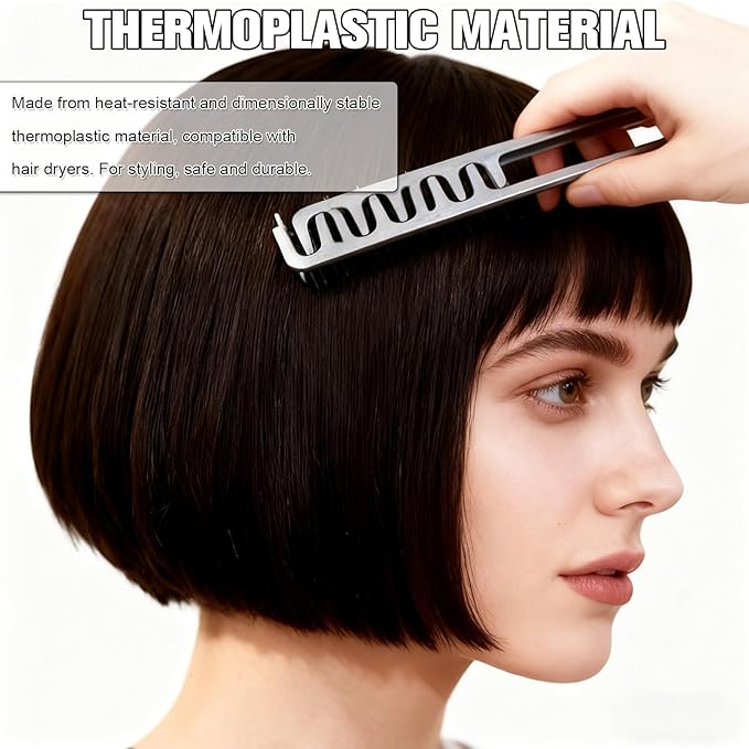 Texture Comb, Volumizing Wide-Tooth Hair Styling Comb, Fluffy Styling Combs, Fringe Parting Brush for Most Hair Types, Creates Fluffy & Layered Hairstyle for Women & Men (Grey&Pink)