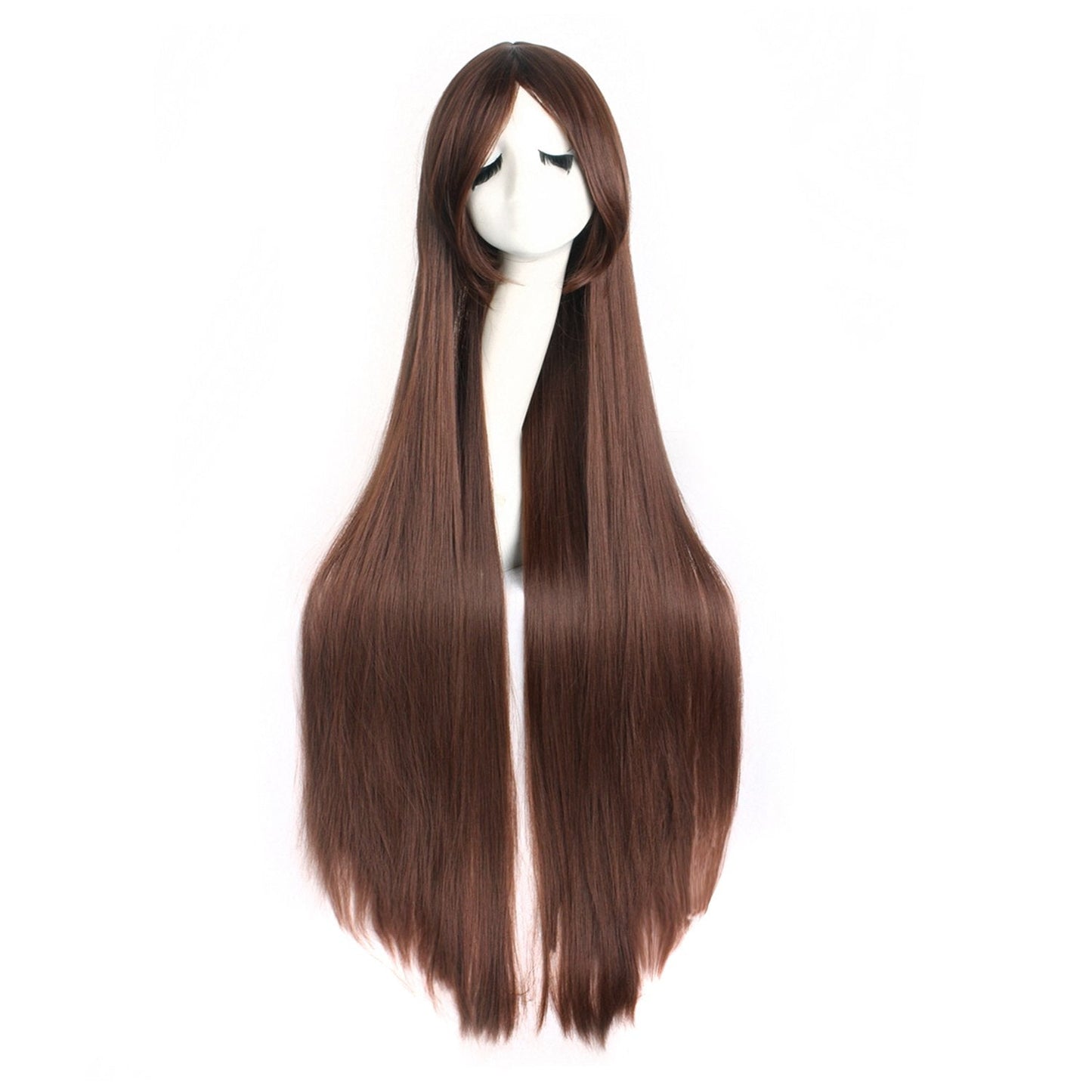 MapofBeauty 40 100cm Anime Costume Long Straight Cosplay Wig Party Wig (Dark Brown)