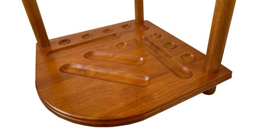 GACCO BILLIARDS Floor Pool Cue Rack Hold 8 Cue Sticks & Billiard Accessories. Corner Stand Pool Cue Holder Made of 100% Solid Hardwood. Provided Ball Rack Hook. CUE RACK ONLY (Classic Oak)