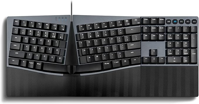 Perixx PERIBOARD-535BR Wired Ergonomic Mechanical Split Keyboard - Low-Profile Brown Tactile Switches - Programmable Featu...