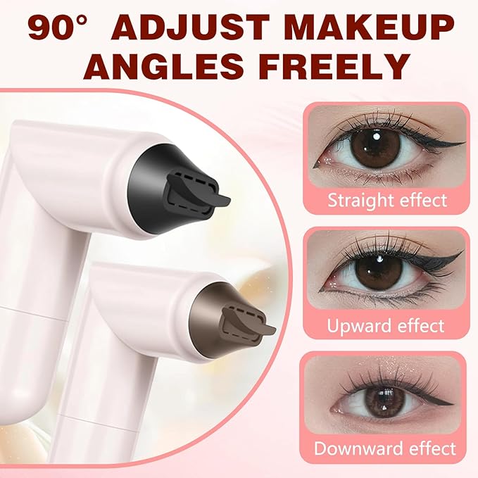 2pcs Gel Eyeliner Pencil Set, New Foldable Eye Liner Stamp for Perfect Wings, Smudge Proof & Waterpoof Liners Tool Pen (Black)
