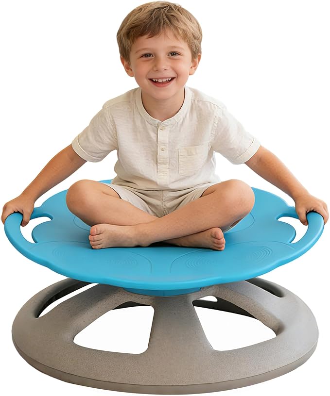 FERUERW Spinning Chair for Autistic Kids with Handle, Sensory Swivel Chair, 220LBS Weight Capacity, Sensory Toy for Children with ADHD/Autism, Training Body Coordination, 3+ Years (Blue)