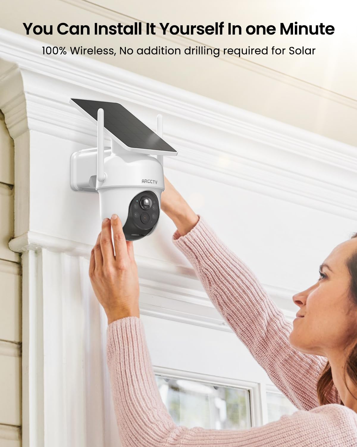 ARCCTV Security Cameras Wireless Outdoor, 4 Cam-Kit, 4MP Solar Security Camera Wireless System with 360° Pan & Tilt, HD Color Night Vision, Motion Detection, 64GB Memory Card, No Monthly Fee