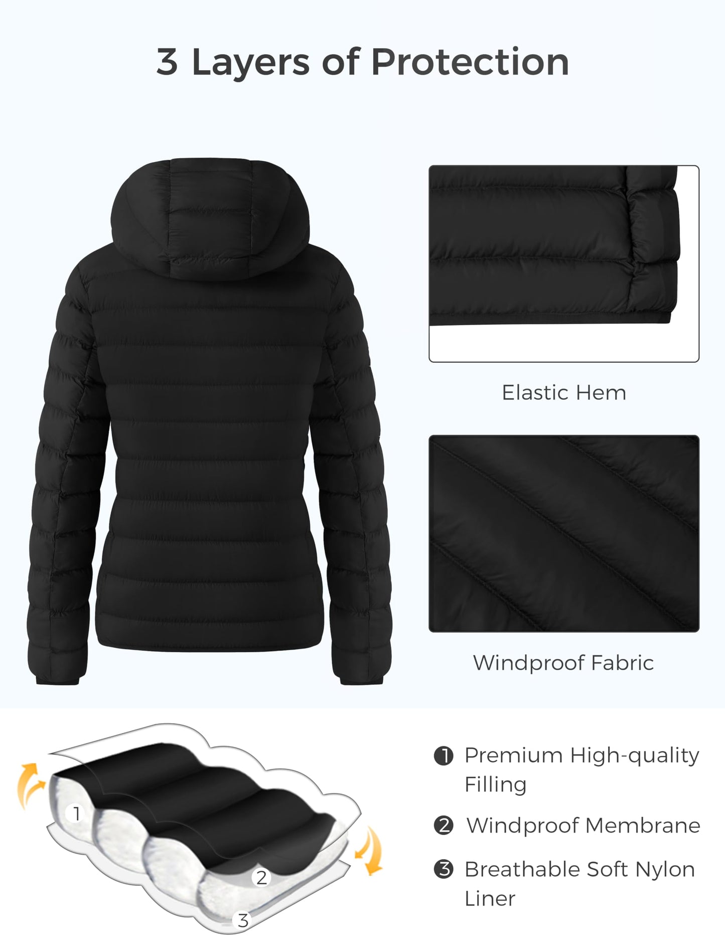 ZSHOW Women's Puffer Jacket Warm Lightweight Packable Puffer Coat(Black,Small)