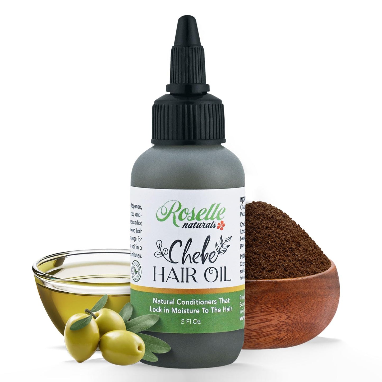 Roselle Naturals Chebe Oil for Hair Growth Made in USA 8 Fl Oz - Chebe Hair Growth Oil, Chebe Hair Grease for Stronger, Longer,