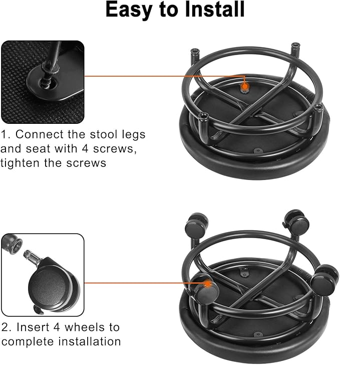 LWADALN Rolling Stool with Backrest Low Height Rolling Stools, Low Roller Stool Chair, Roller Seats for Home, Office, Garage, Shop, Library