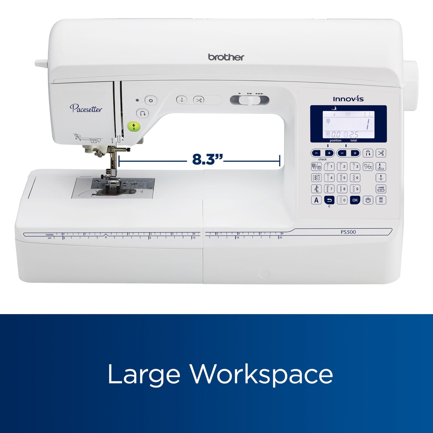 Brother PS500 Pacesetter Sewing Machine with 100 Built-In Stitches, 2.4" x 1.3" LCD Display