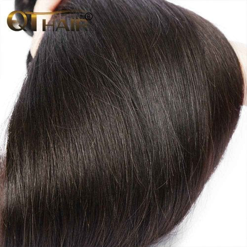 QTHAIR Straight Bundles Human Hair Indian Straight Virgin Hair 16A 100% Unprocessed Human Hair Bundles(12" 14" 16'',300g) Indian Virgin Hair Natural Color