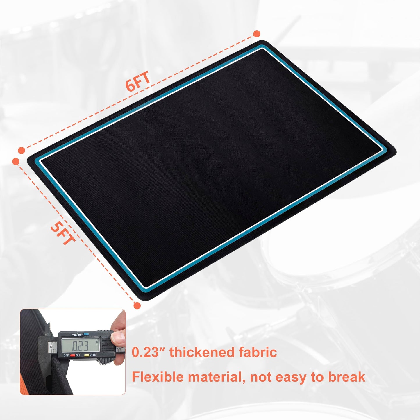 Drum Rug, 5X 6 Ft Drum Mat Carpet Music Rug With Non-Slip Bottom, Soundproof Electrical Pads For Drummers