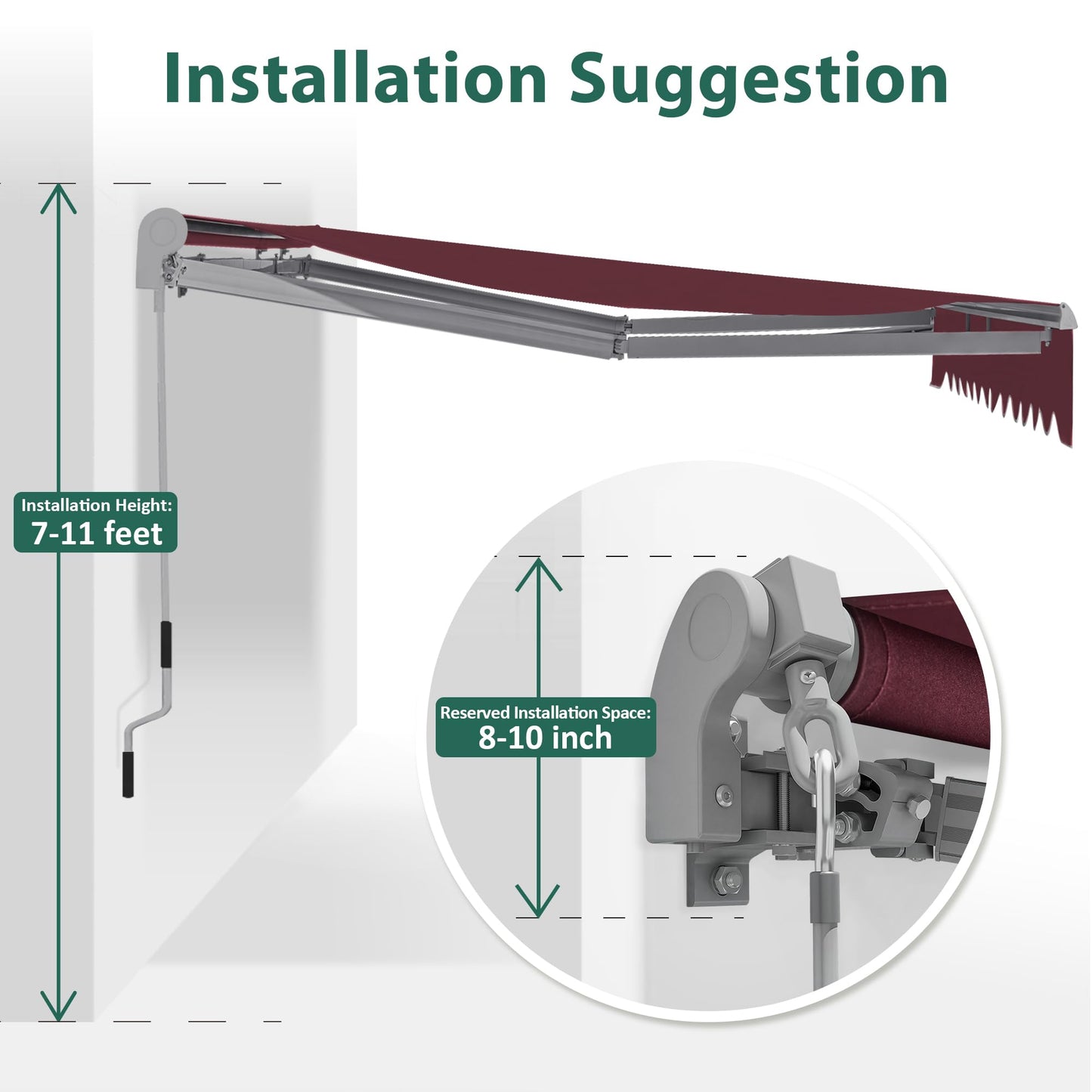 MCombo Patio Awning 8x7 Feet Sunshade Canopy for Manual Retractable Awnings, 4607 (Burgundy, 8x7ft)