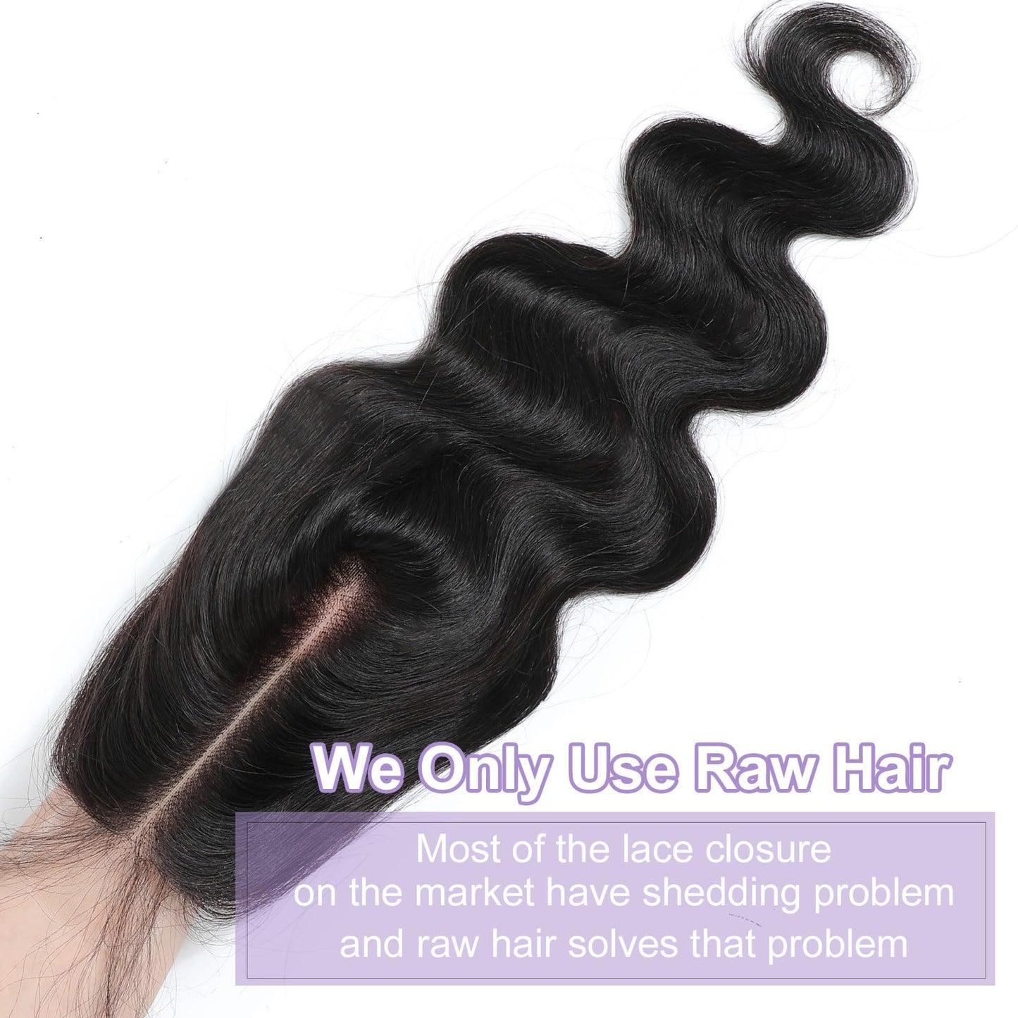DSEKCAIN 2x6 HD Lace Closure Body Wave Transparent Lace Closure Middle Part Long Parting 100% Raw Virgin Human Hair Natural Blac