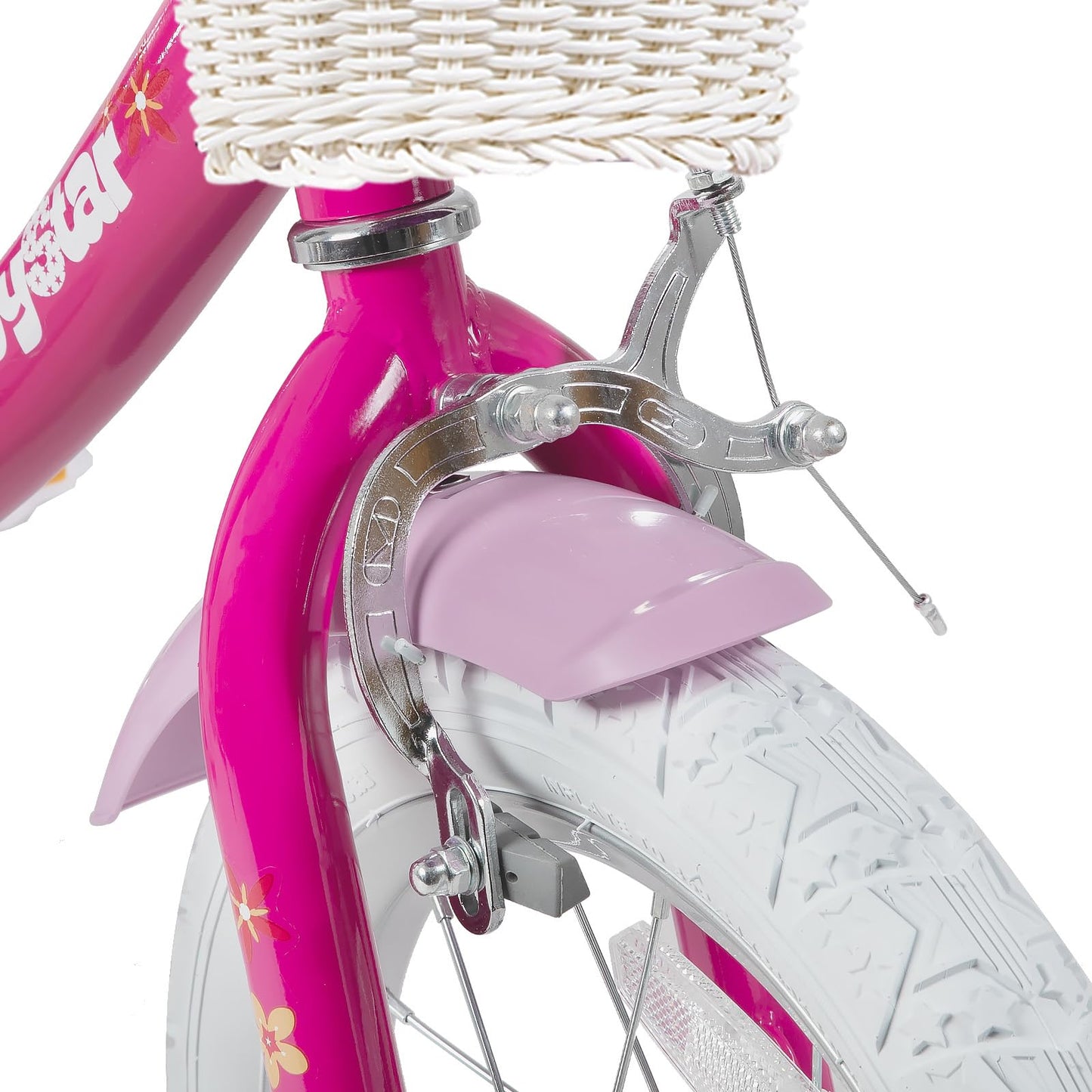 JOYSTAR Unicorn 12 Inch Kids Bike for 2-4 Years Girls Toddler Bike with Training Wheels Princess Girls Bikes with Basket Doll Seat Bike Streamers Kids Bicycles Fuchsia