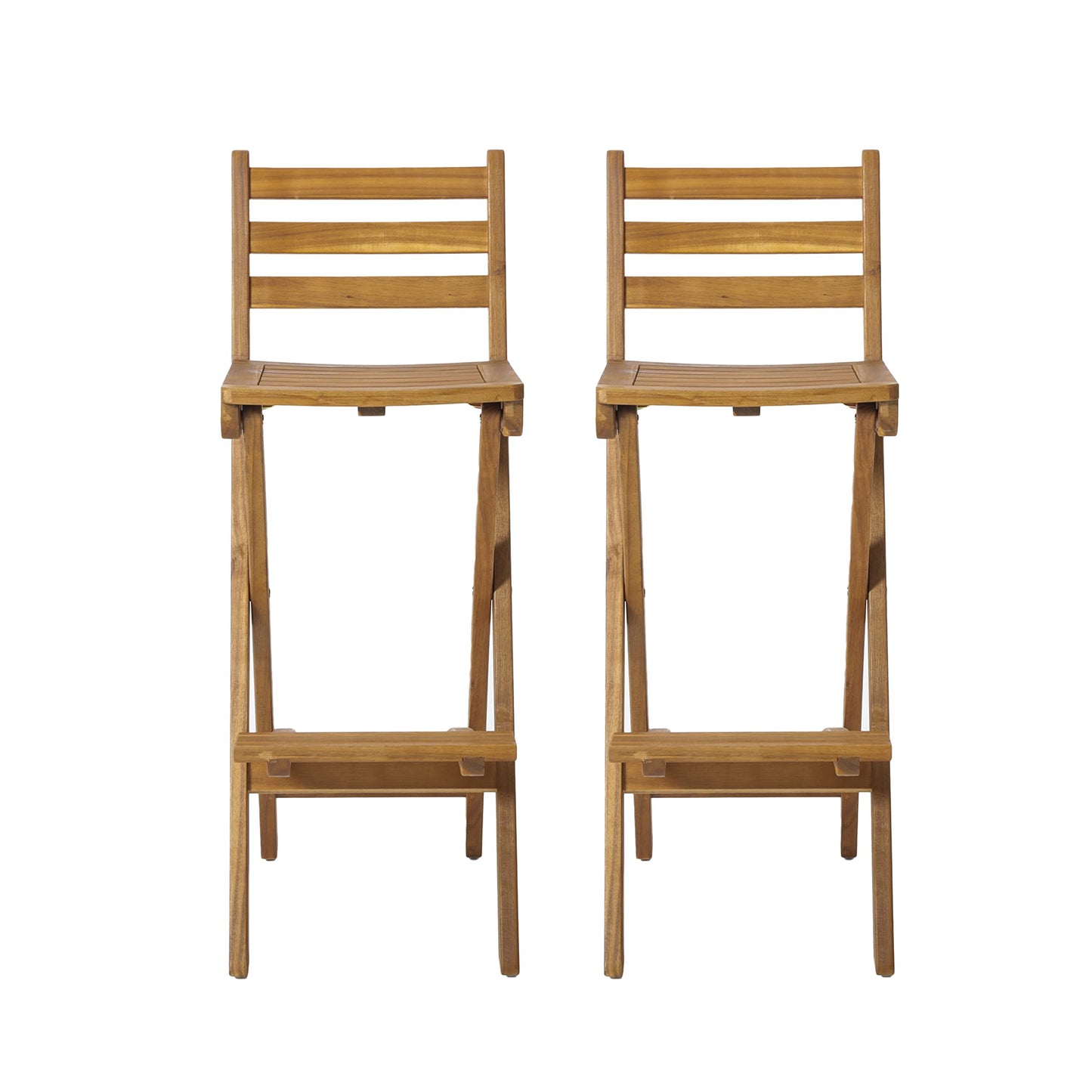 Christopher Knight Home Tundra Outdoor Foldable Wood Barstool Set, 2-Pcs Set, Natural