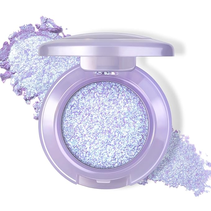 HOSAILY Holographic Blue Purple Glitter Eyeshadow, Multichrome Shimmer Color Shifting Single Eyeshadow, Chameleon Metallic...